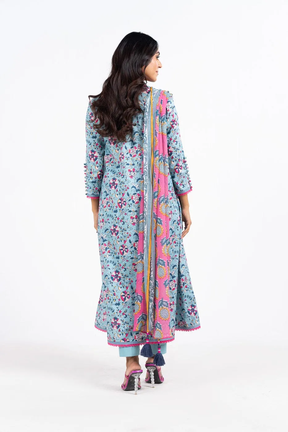 3 Pc Printed Lawn Suit With Poly Chiffon Dupatta