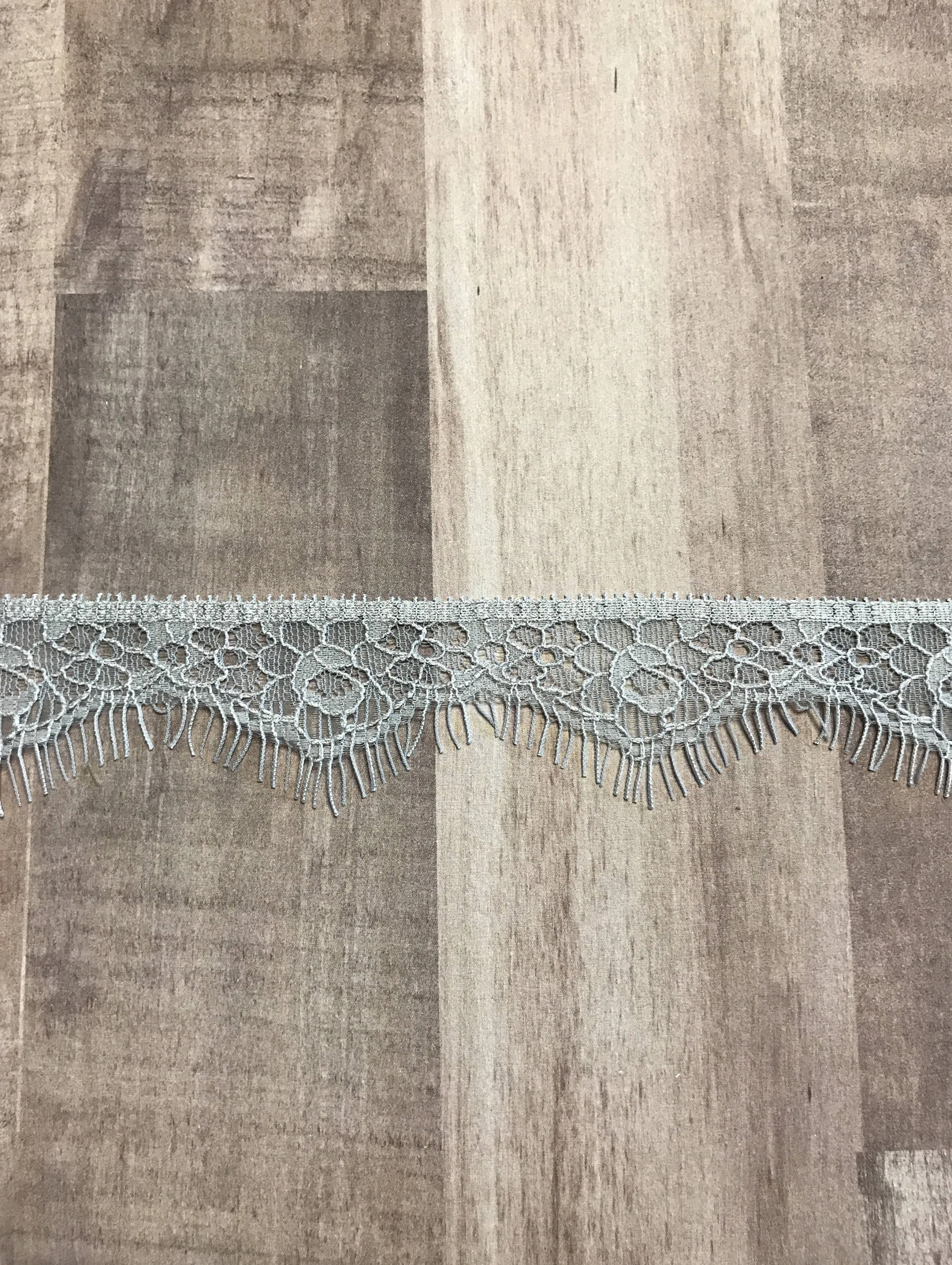 3Yds Silver 1" Wide Eyelash Lace Trim