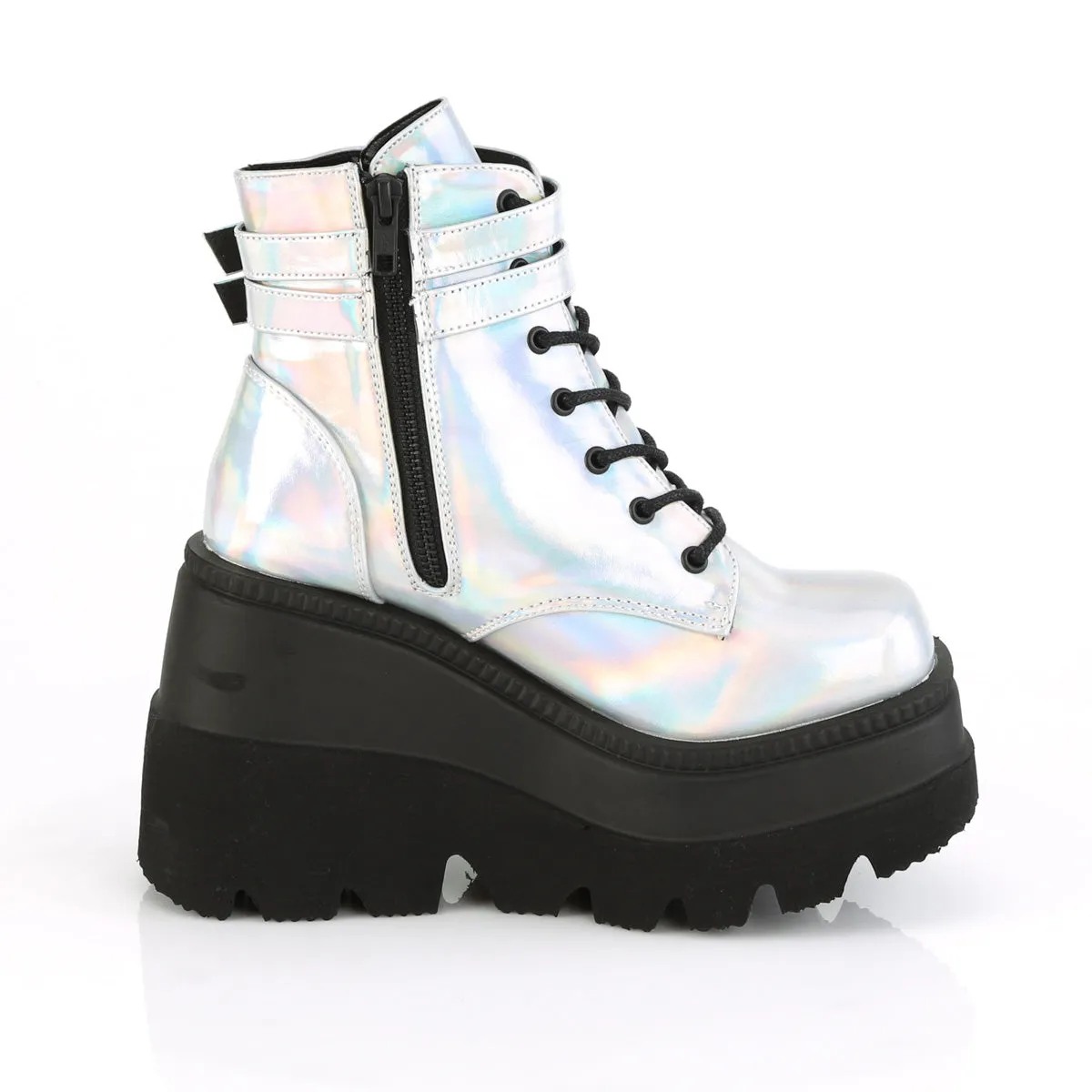 4 Inch Wedge Platform SHAKER-52 Silver Hologram