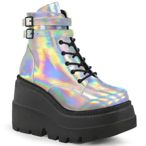 4 Inch Wedge Platform SHAKER-52 Silver Hologram