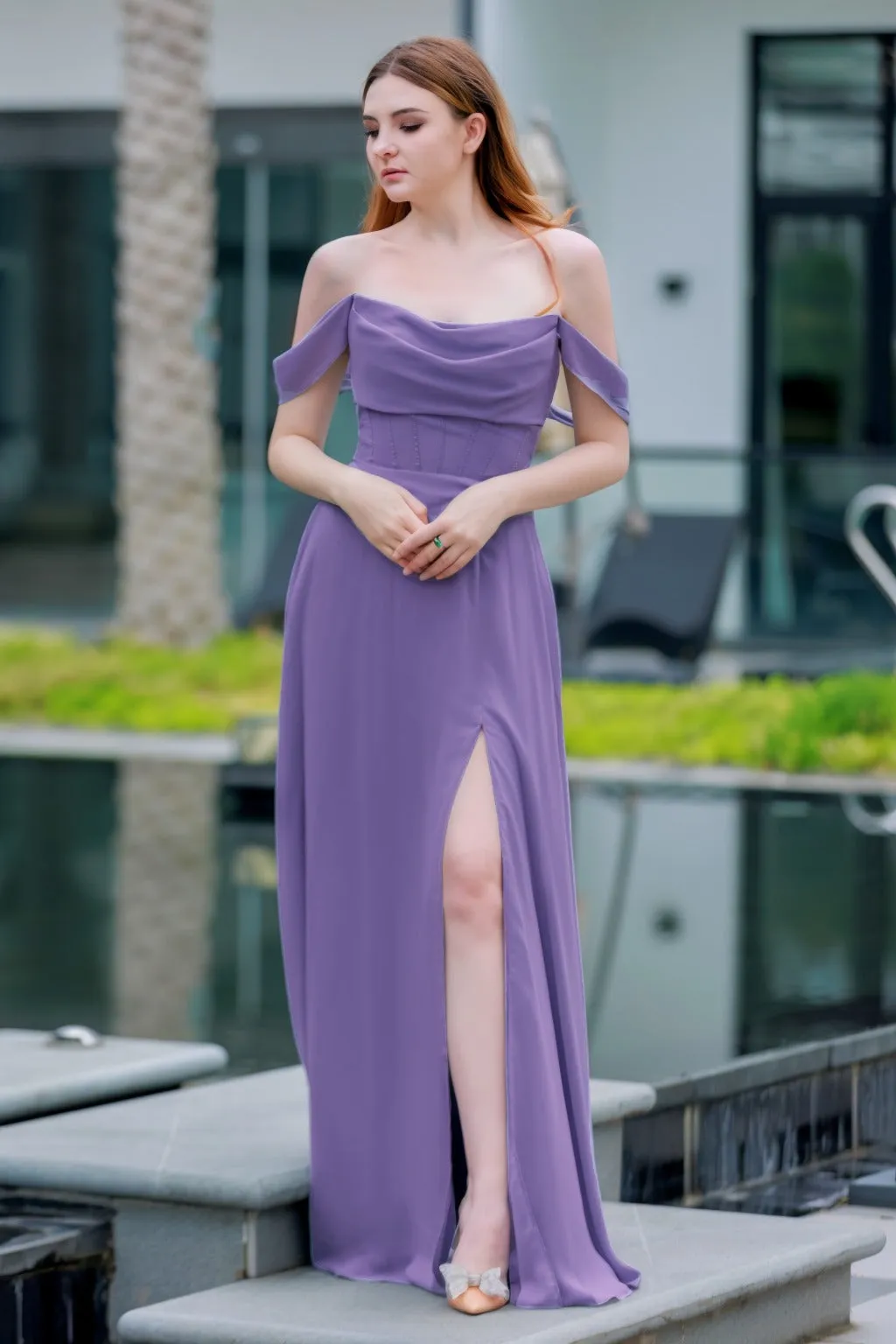 A-Line Floor Length Chiffon Bridesmaid Dress CB0709