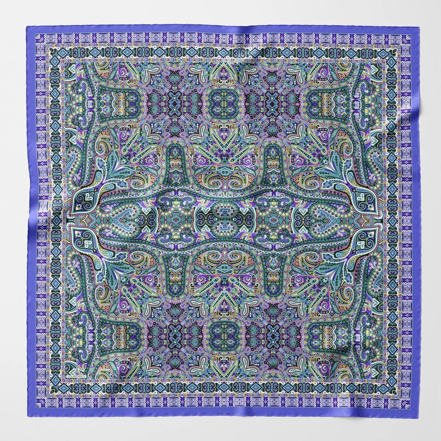 Ambra - Large Silk Scarf - Blueberry