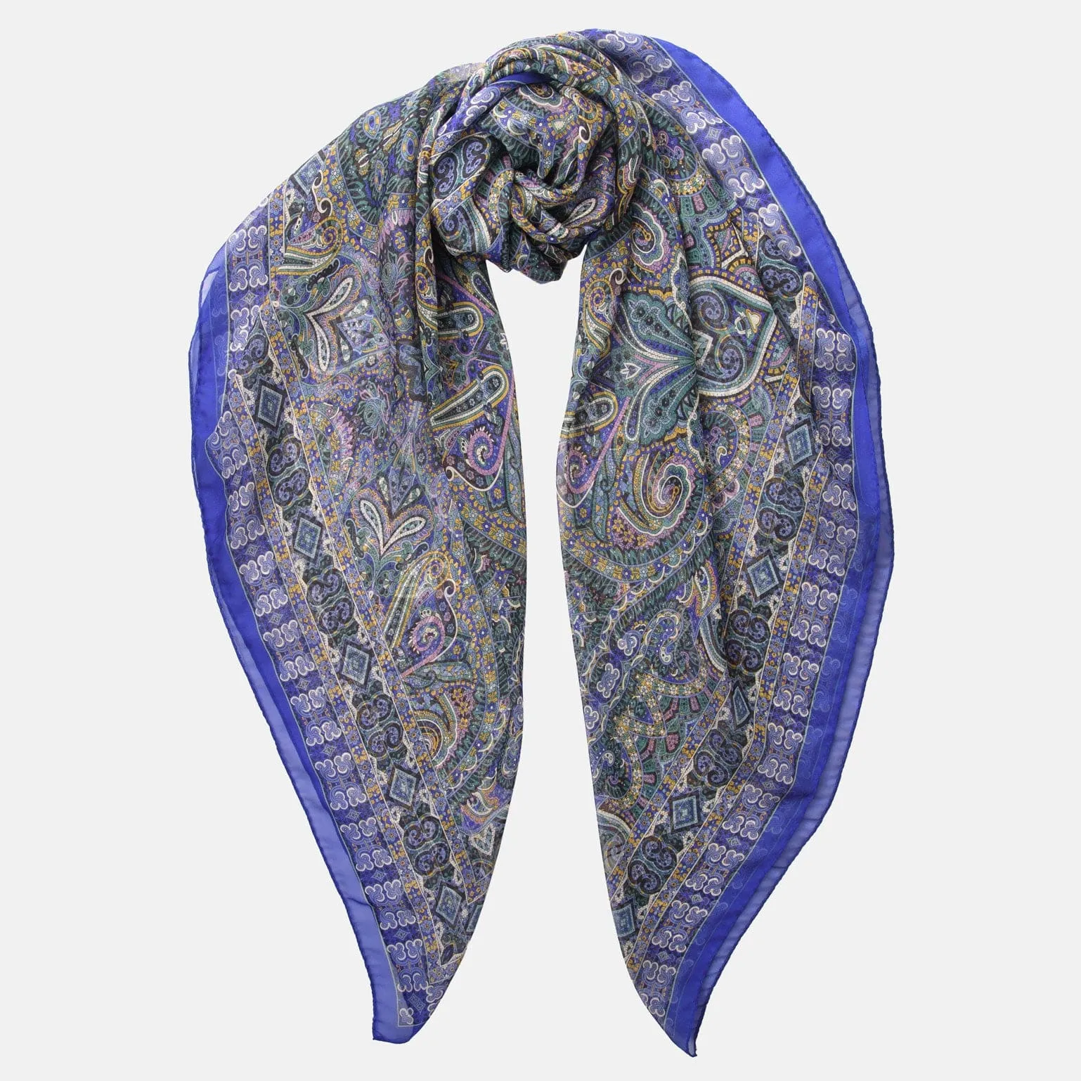 Ambra - Large Silk Scarf - Blueberry