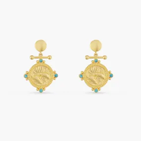 Aquamarine Pisces Zodiac Gold Plated Silver Earrings