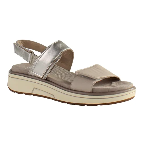 Ara Ladies Back Strap Sandals - 20204-05 - Beige/Silver