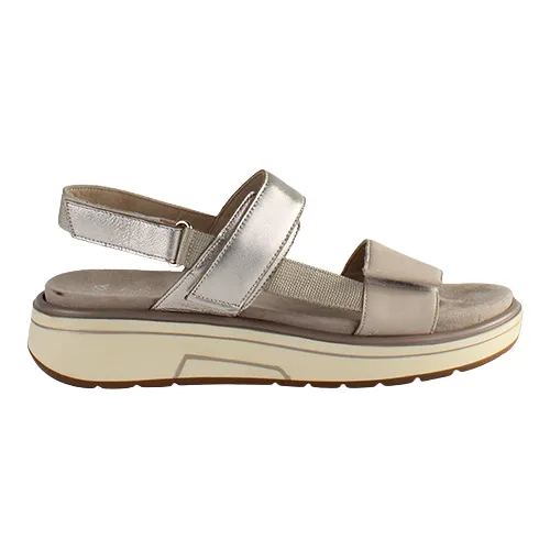 Ara Ladies Back Strap Sandals - 20204-05 - Beige/Silver