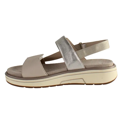 Ara Ladies Back Strap Sandals - 20204-05 - Beige/Silver