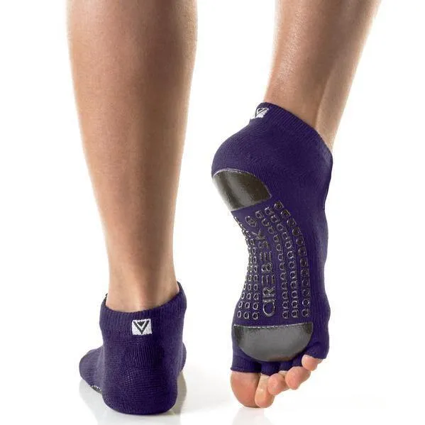 Arebesk Fishnet Open Toe Grip Socks - Purple Black (Barre / Pilates)