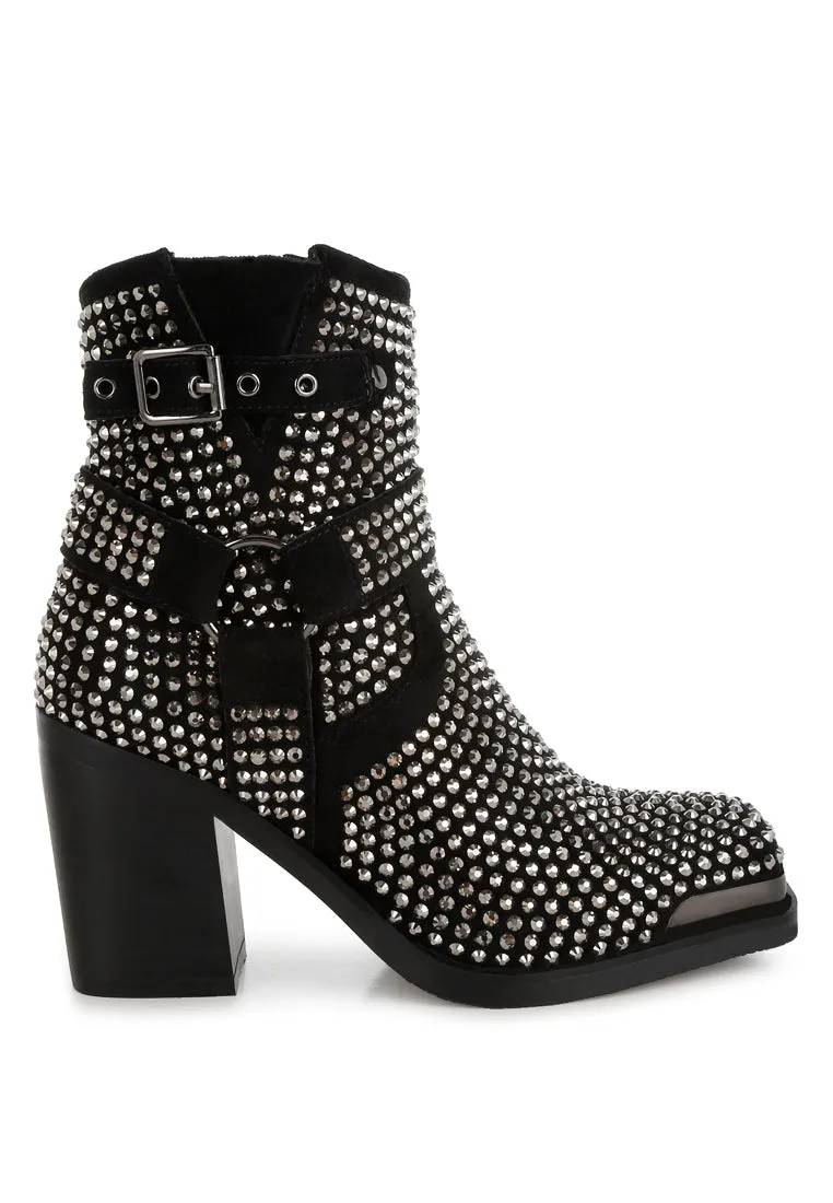 Babbon Studded Harness Detail Ankle Boots