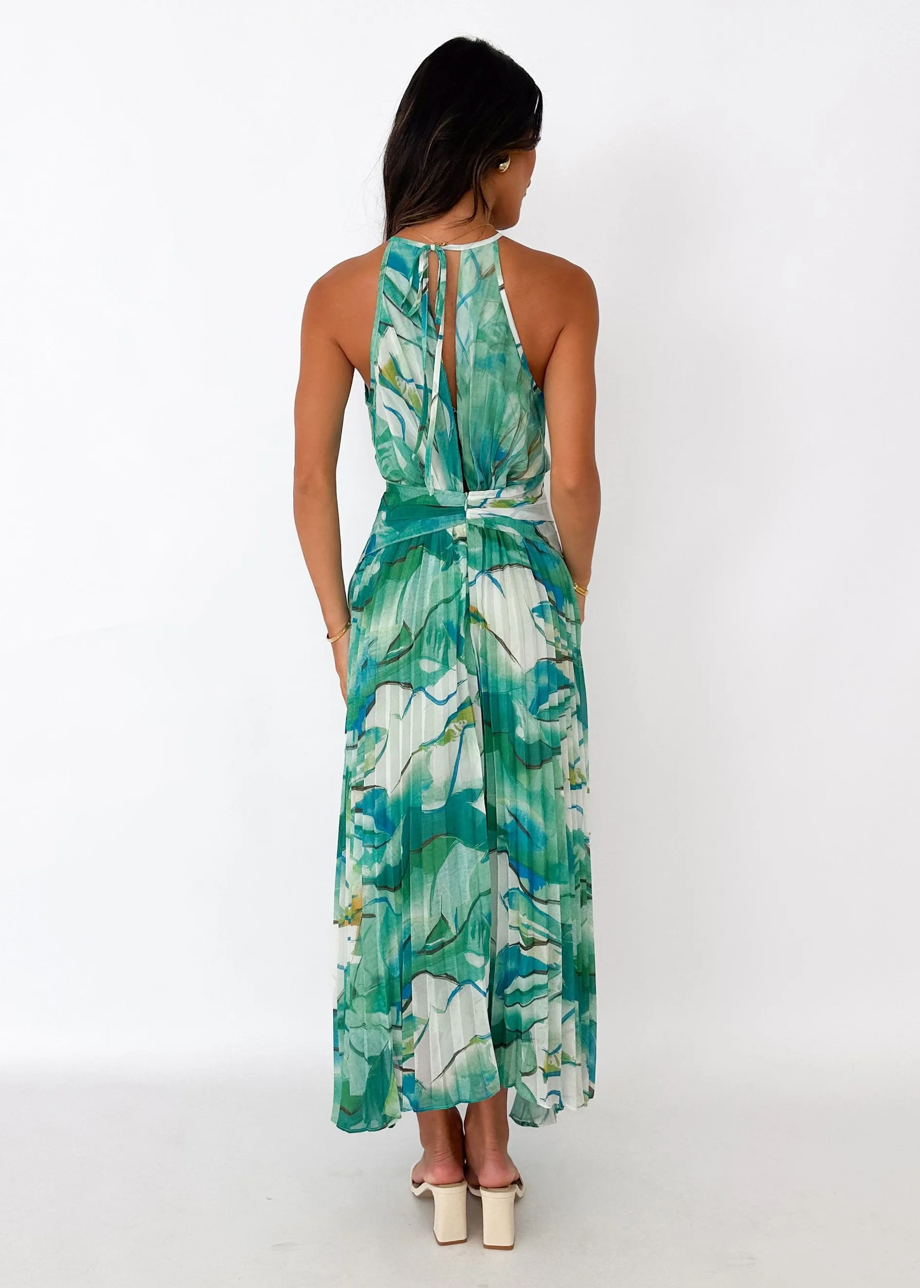 Bettino Midi Dress - Green Watercolour