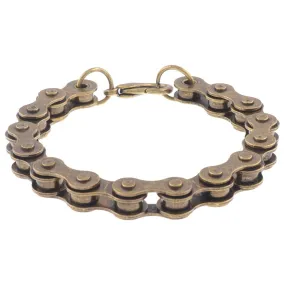 Biker Cycle Chain Oxidized Brass Funky Mens Boys Bracelet