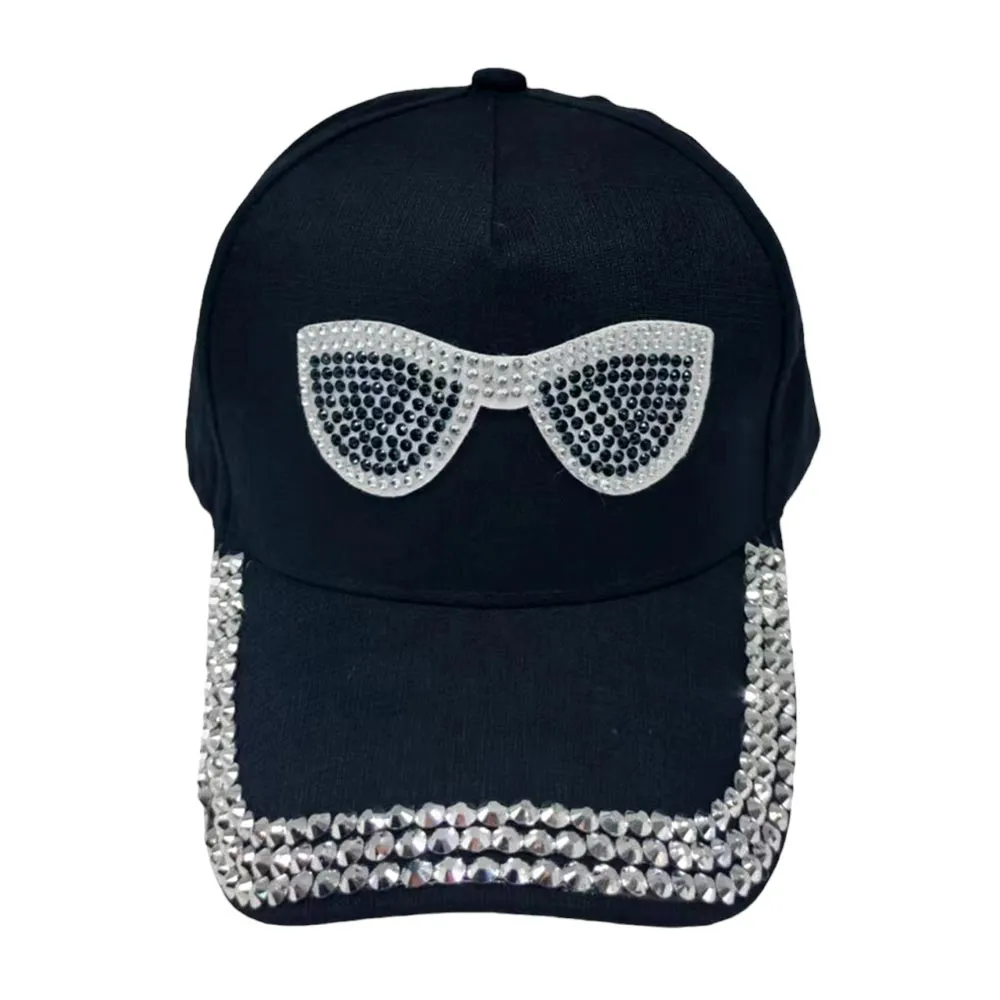 Bling Sunglasses Accented Studded Baseball Cap