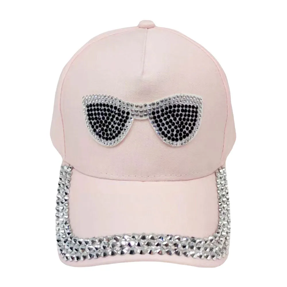 Bling Sunglasses Accented Studded Baseball Cap