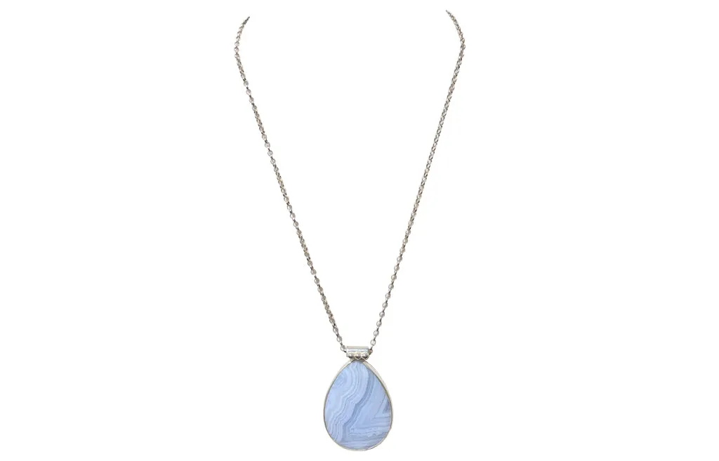 Blue Lace Agate pendant necklace