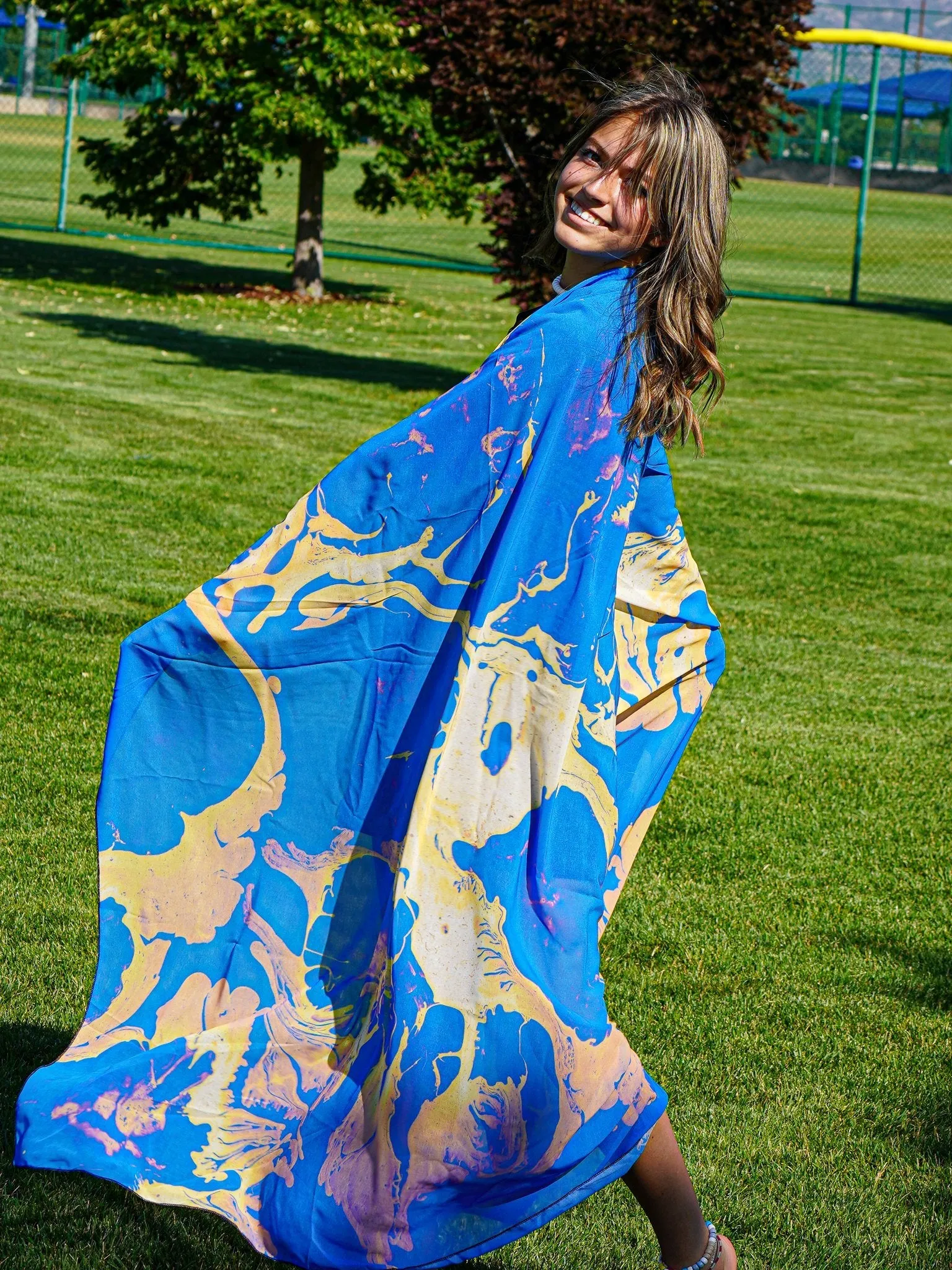 Blue Marble Chiffon Sarong