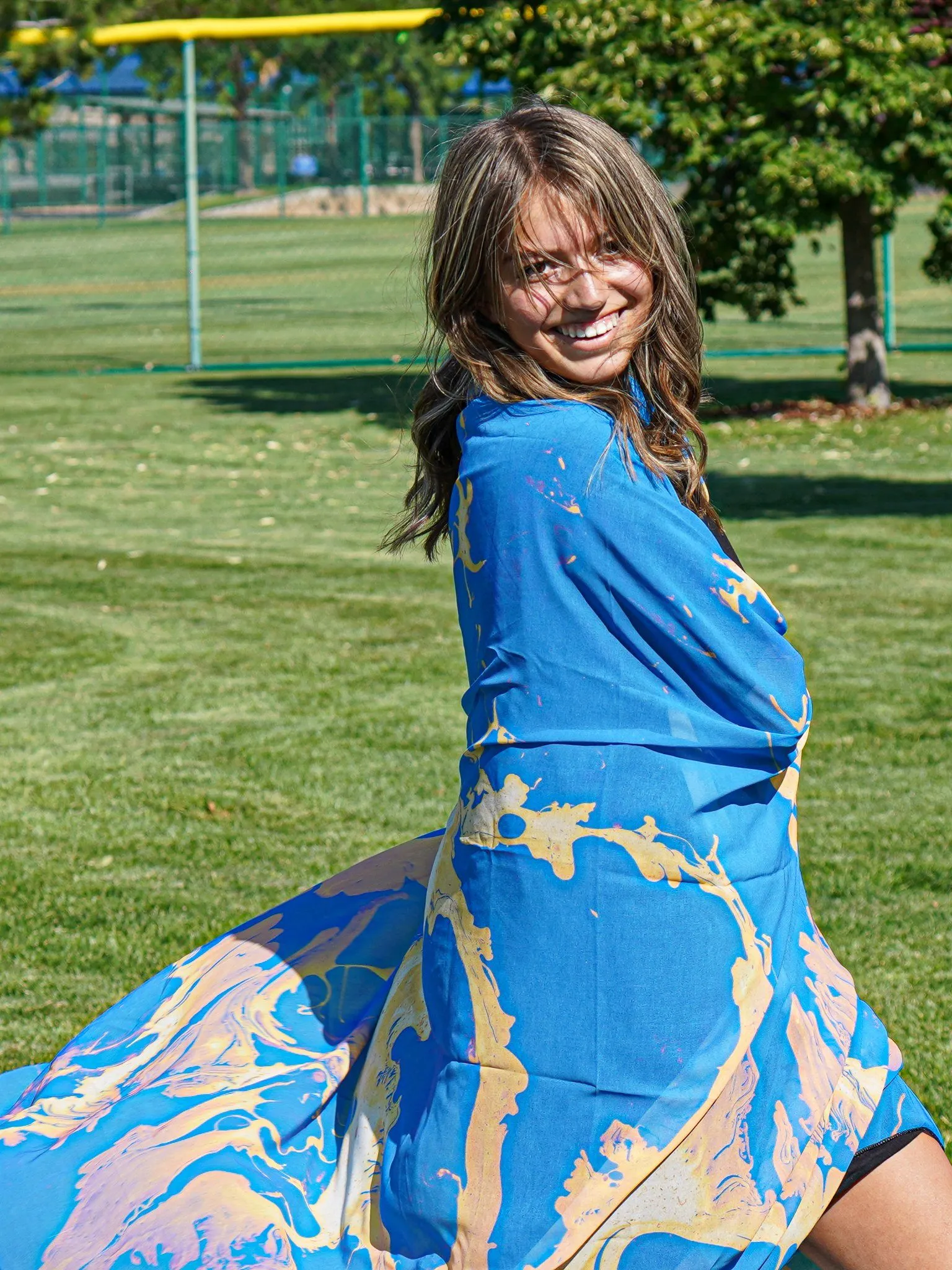 Blue Marble Chiffon Sarong