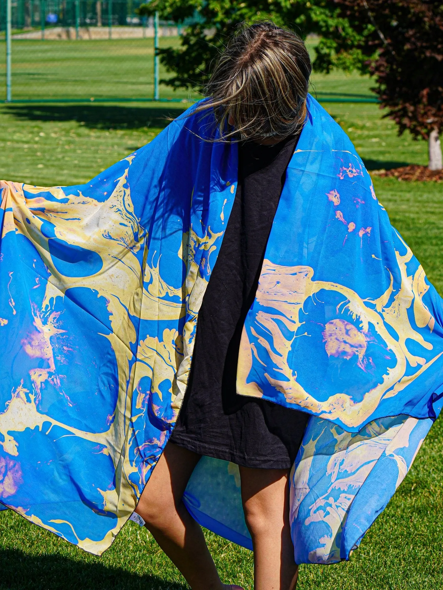 Blue Marble Chiffon Sarong