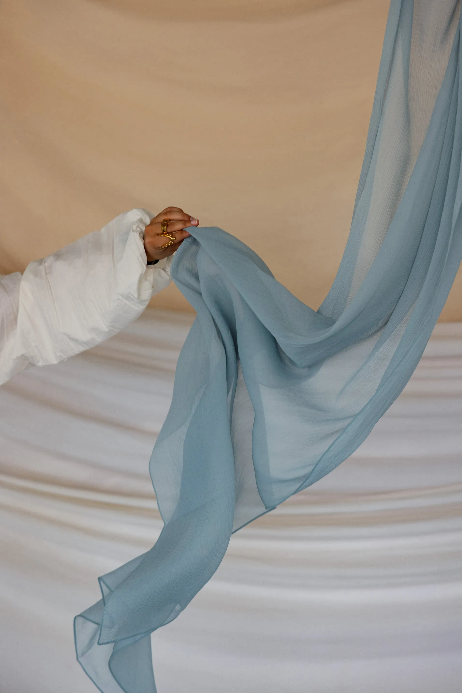 blue opal crinkle chiffon