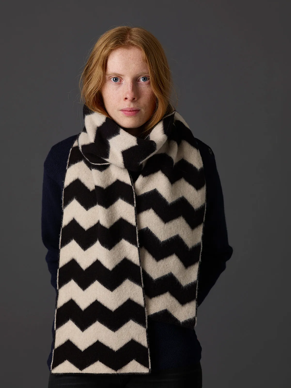 Brushed Zigzag Scarf Turmeric & Oatmeal Sample Sale