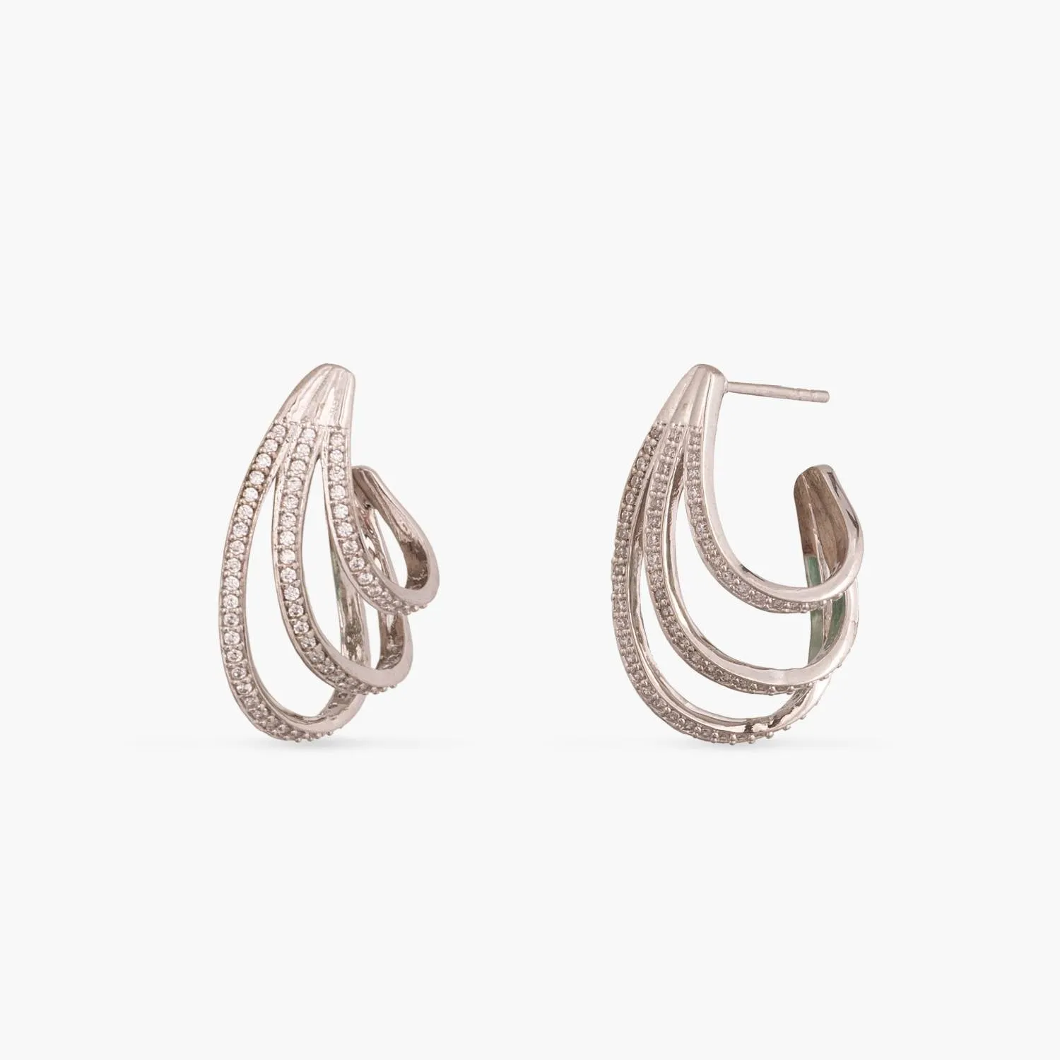 Classic CZ Delicate Silver Huggie Hoop Earrings