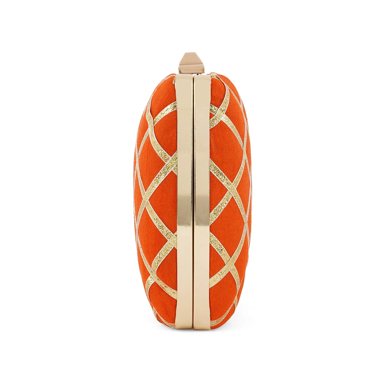 Crossing Paths Orange Fabric Clutch