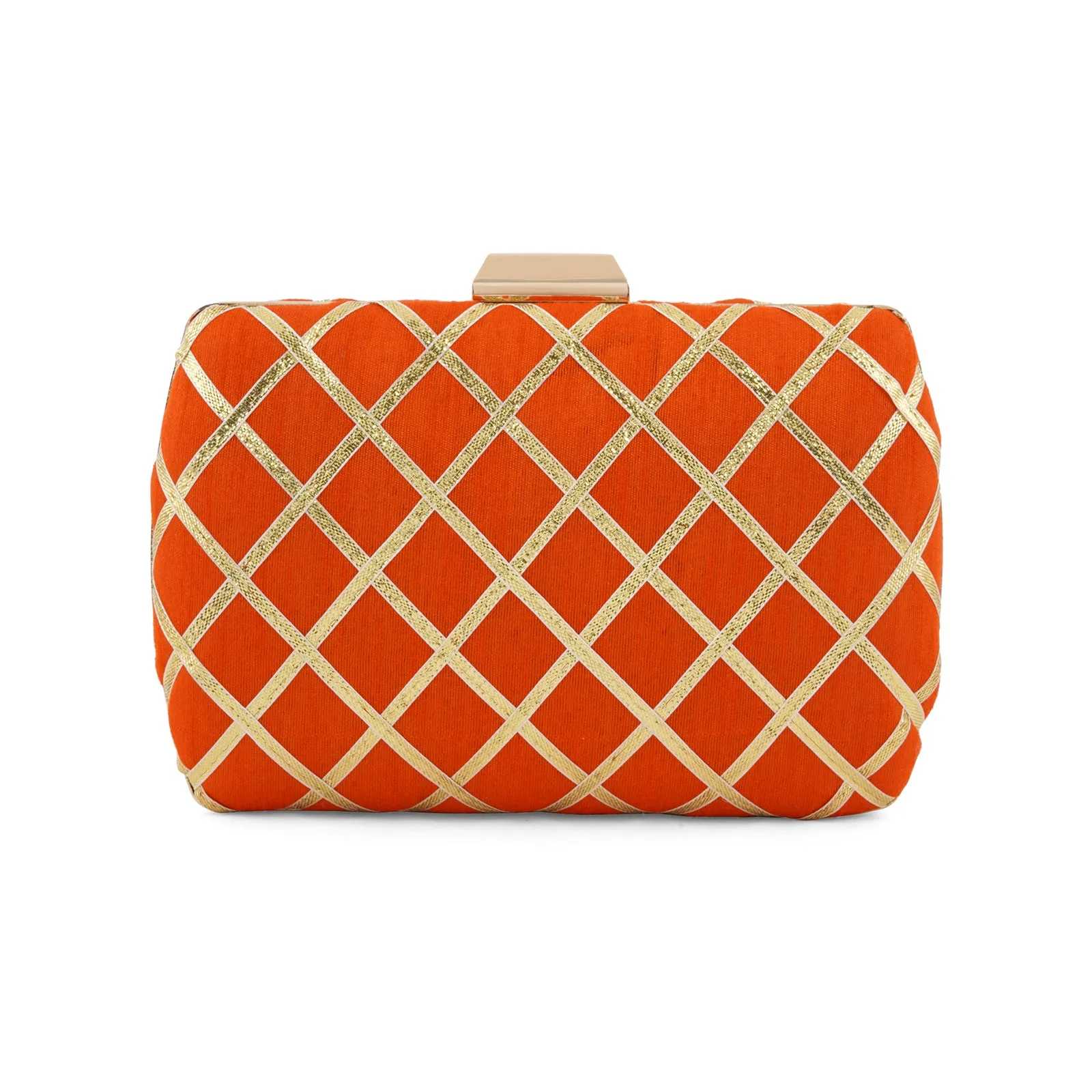 Crossing Paths Orange Fabric Clutch