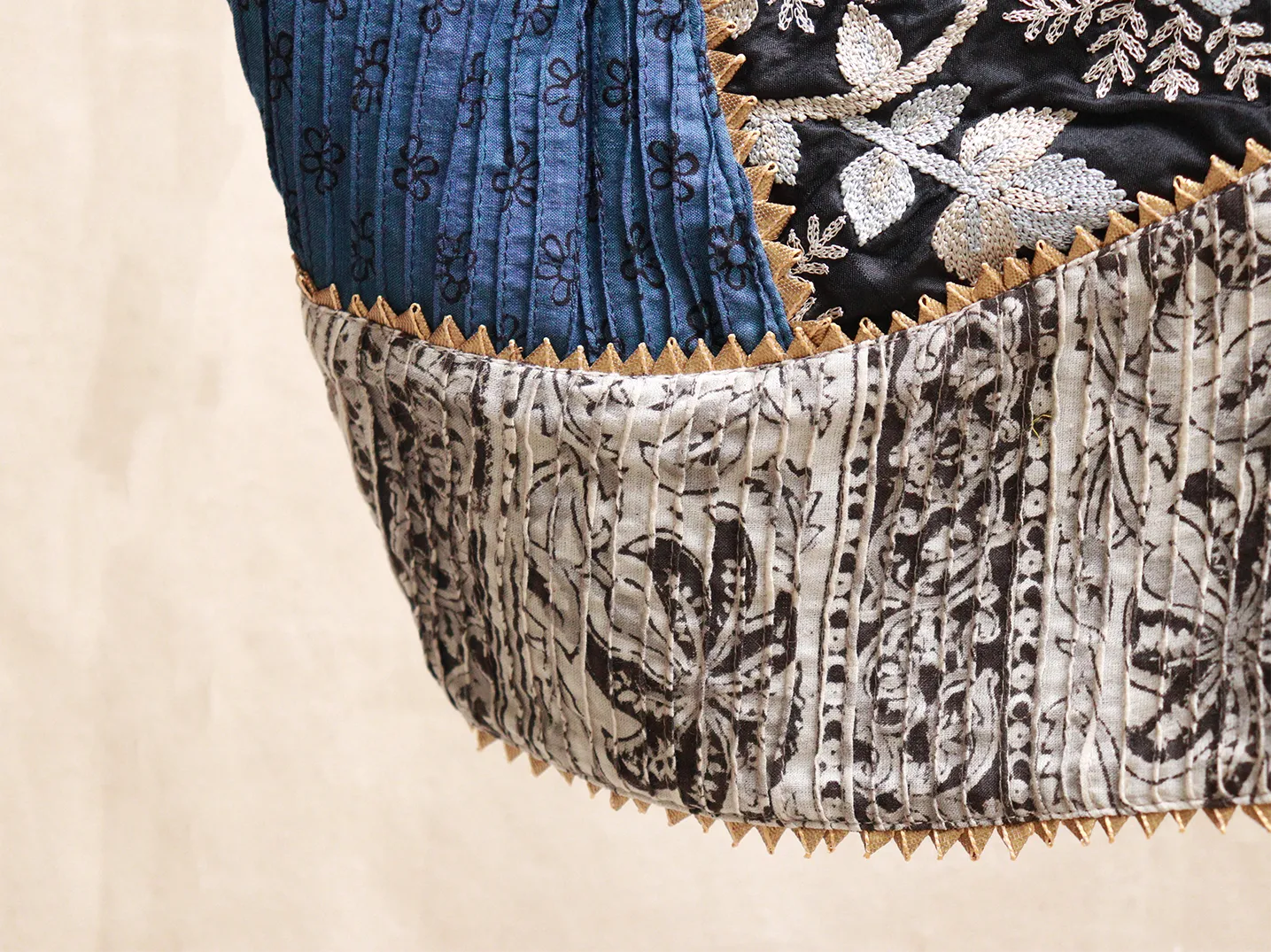 Denim Blue Kalamkari, Hand embroidery blouse