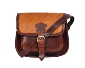 Elegant Brown Hair on Leather Sling Bag: Stylish and Functional. Art: BG-1455