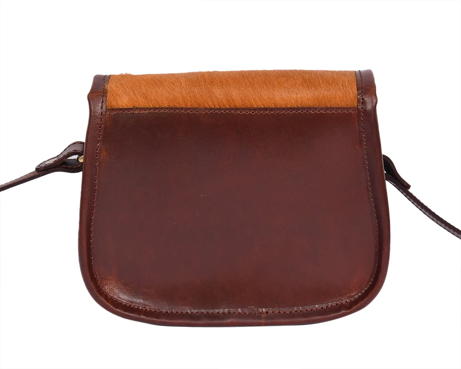 Elegant Brown Hair on Leather Sling Bag: Stylish and Functional. Art: BG-1455