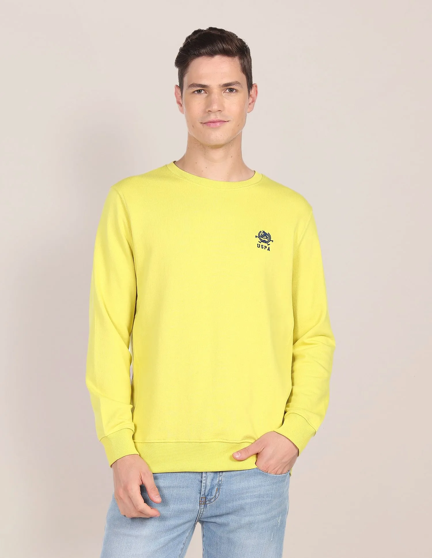 Embroidered Logo Crew Neck Sweatshirt