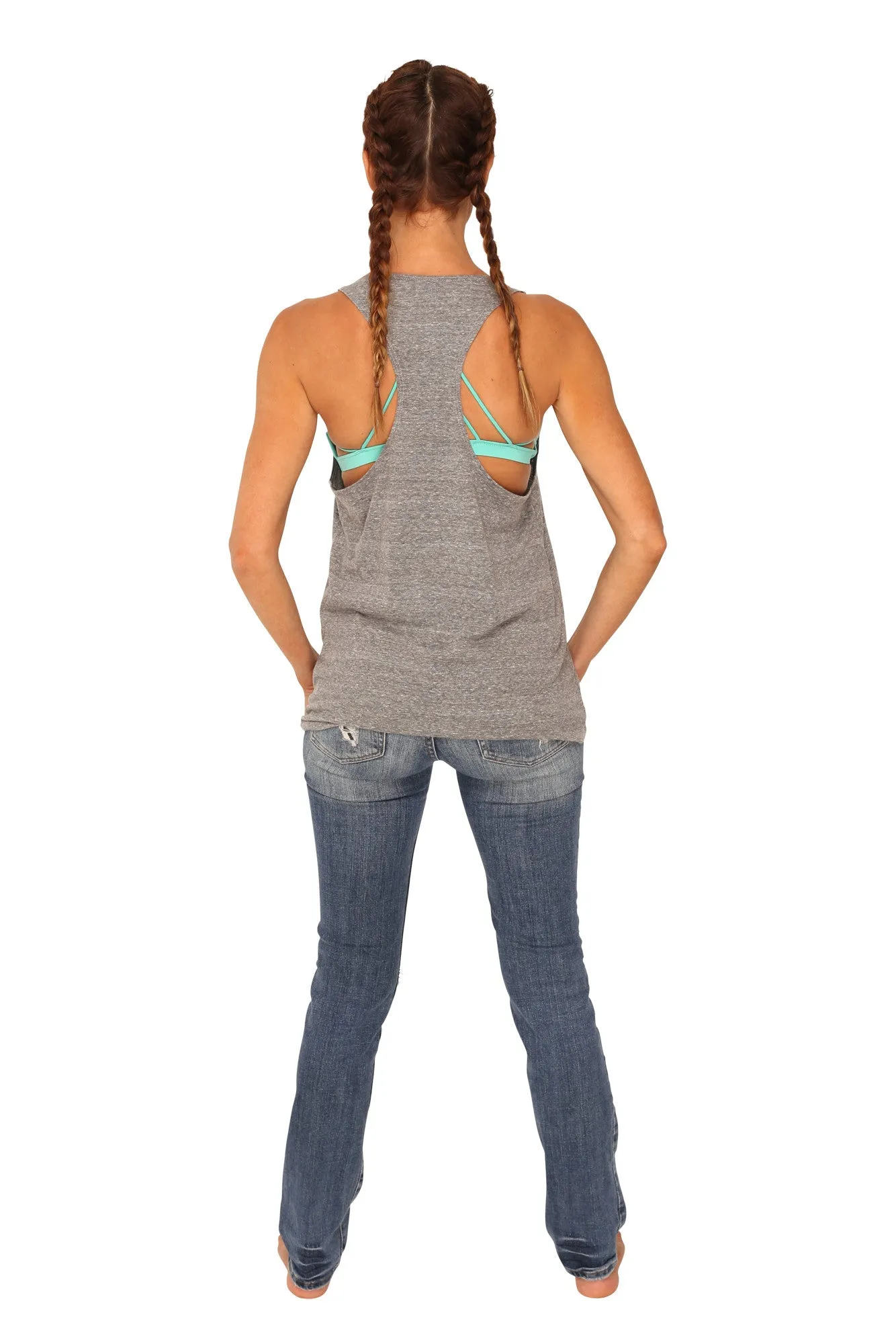 fabliving block racerback tank (heather grey/black)