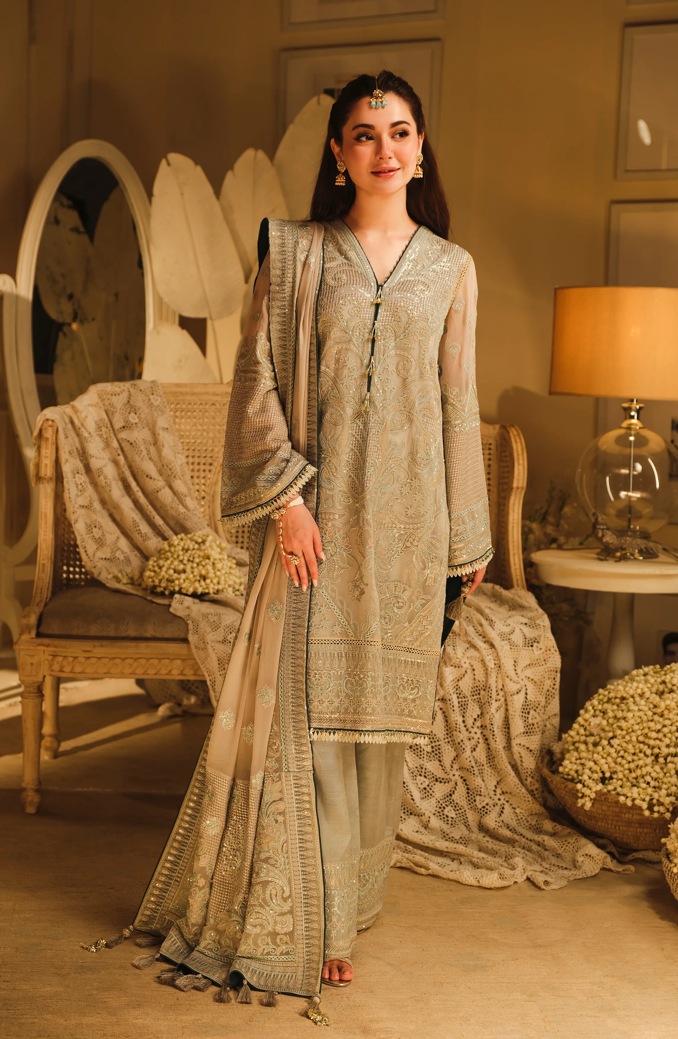 Falak - Embroidered Chiffon Ensemble (Unstitched)