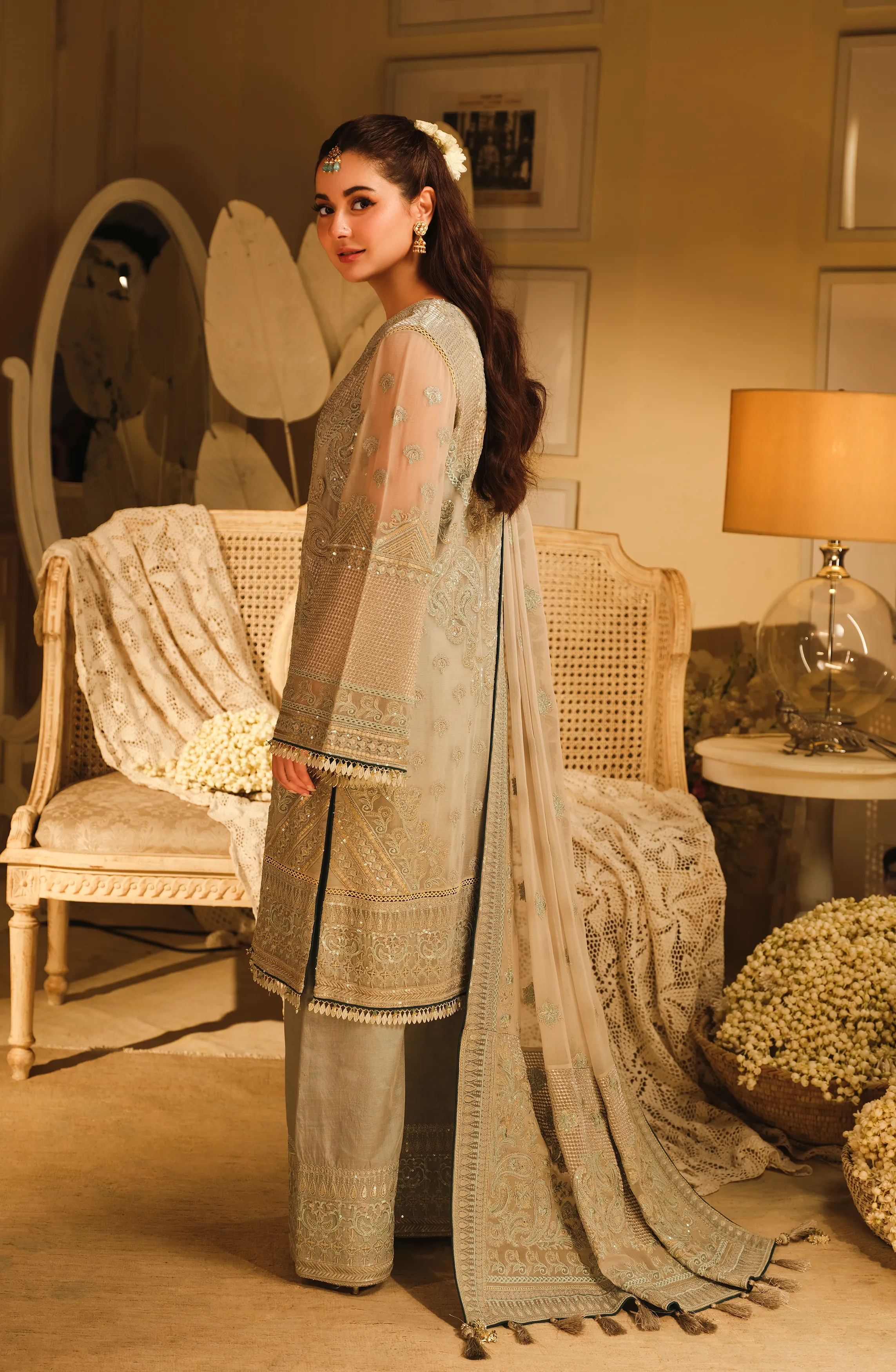 Falak - Embroidered Chiffon Ensemble (Unstitched)