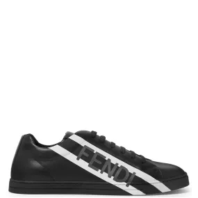 Fendi Black Leather Logo Sneakers