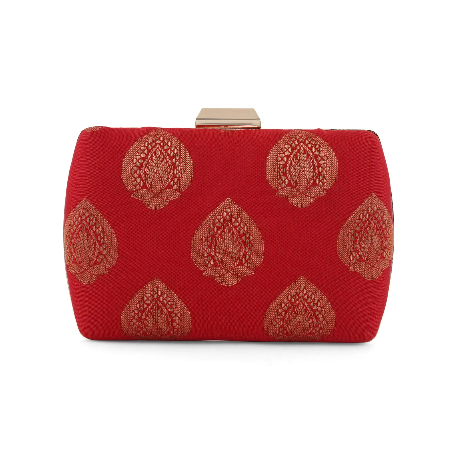 Festive Dream Red Brocade Fabric Clutch