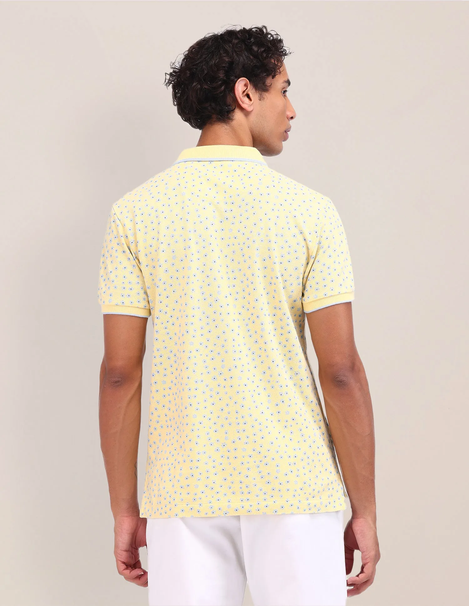 Floral Pattern Cotton Polo Shirt