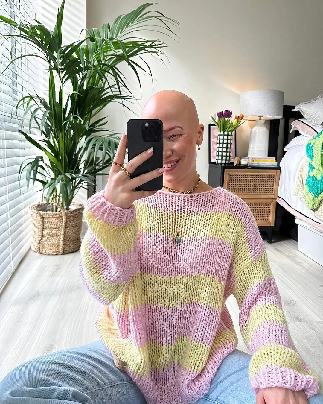 Forget Me Not Jumper in Yellow and Pink