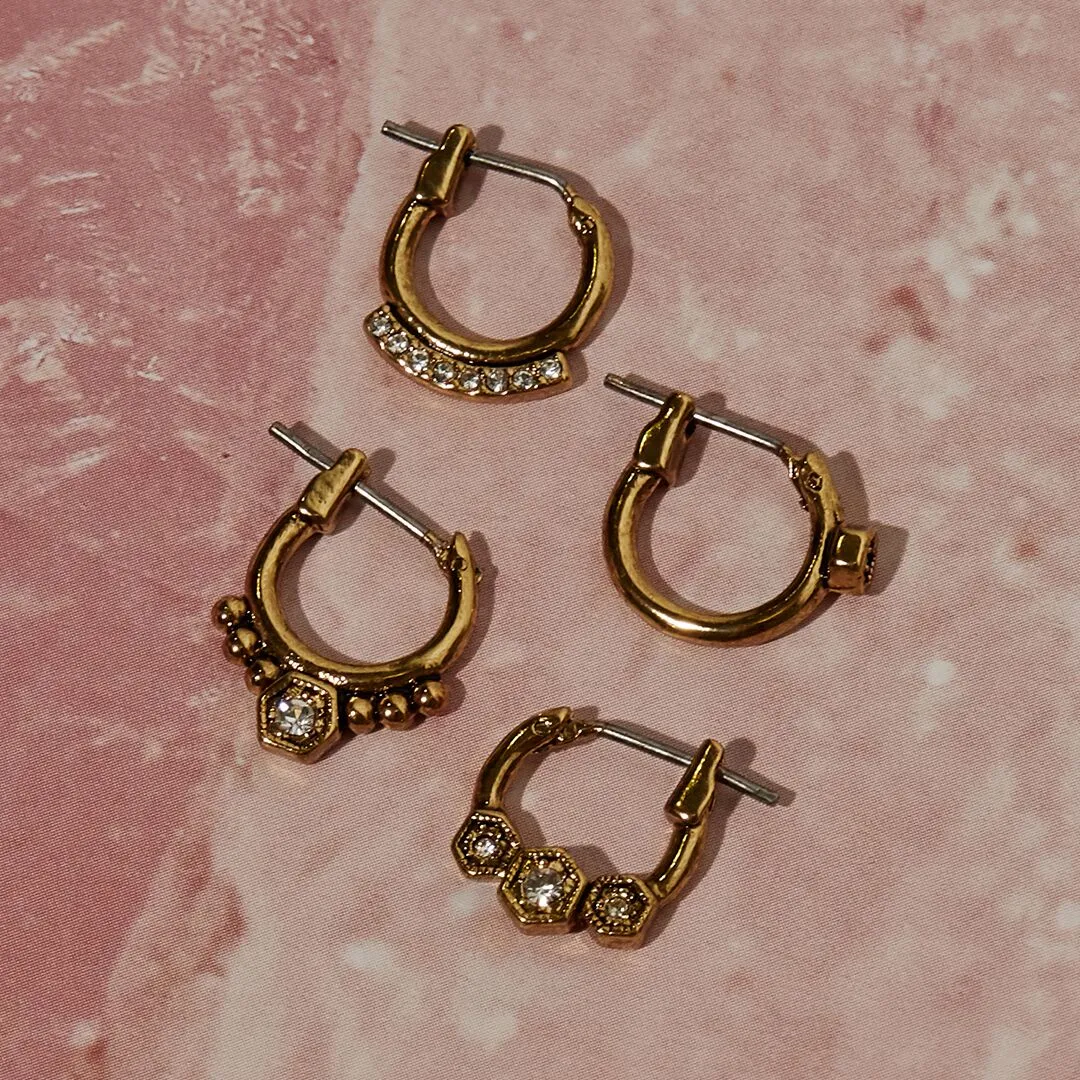 Full Bloom Hoop Earring Set- Gold