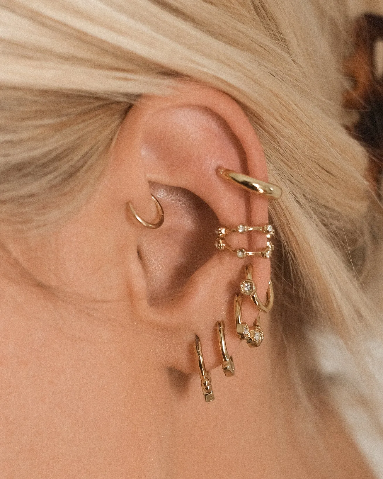 Full Bloom Hoop Earring Set- Gold