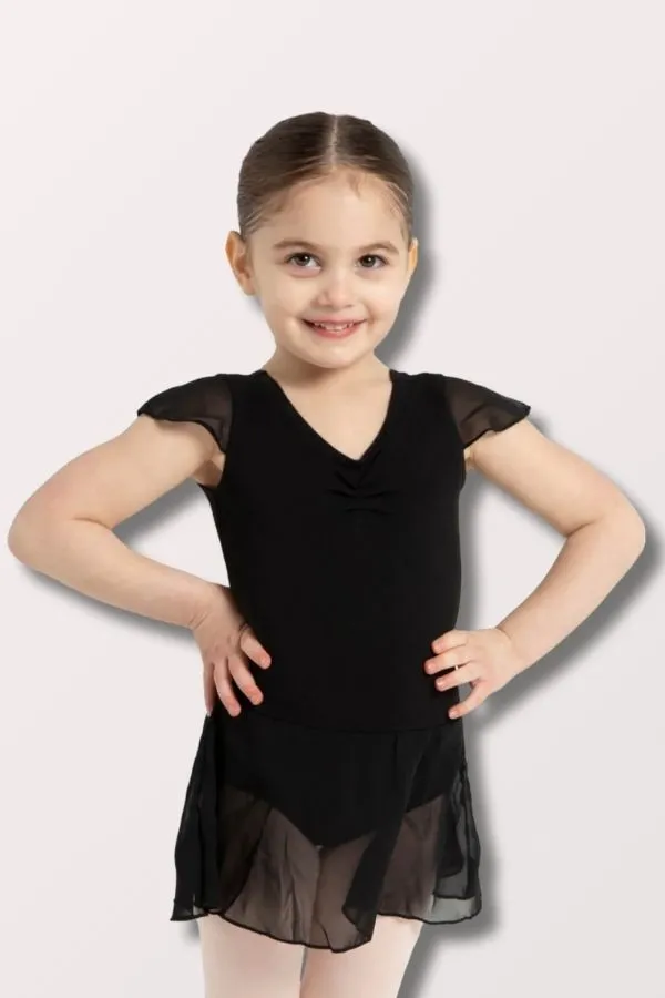 Girls Flutter Sleeve Dress - Black