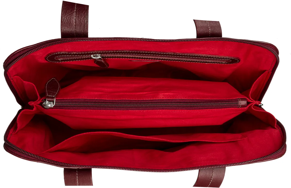 Hidesign Cerys Leather Multi-Compartment Shoulder Bag Red