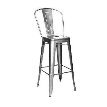 High Back Gun Metal Tolix Bar Stool