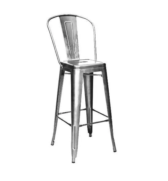 High Back Gun Metal Tolix Bar Stool