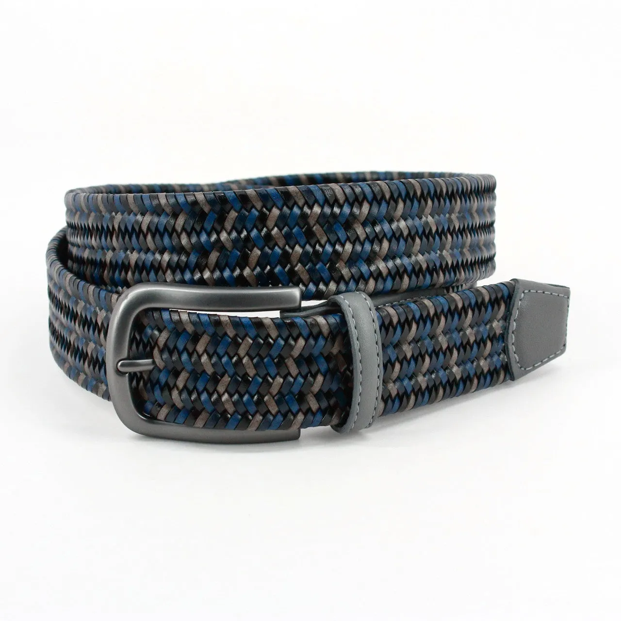 Italian Mini-Strand Woven Stretch Belt- Grey Multi