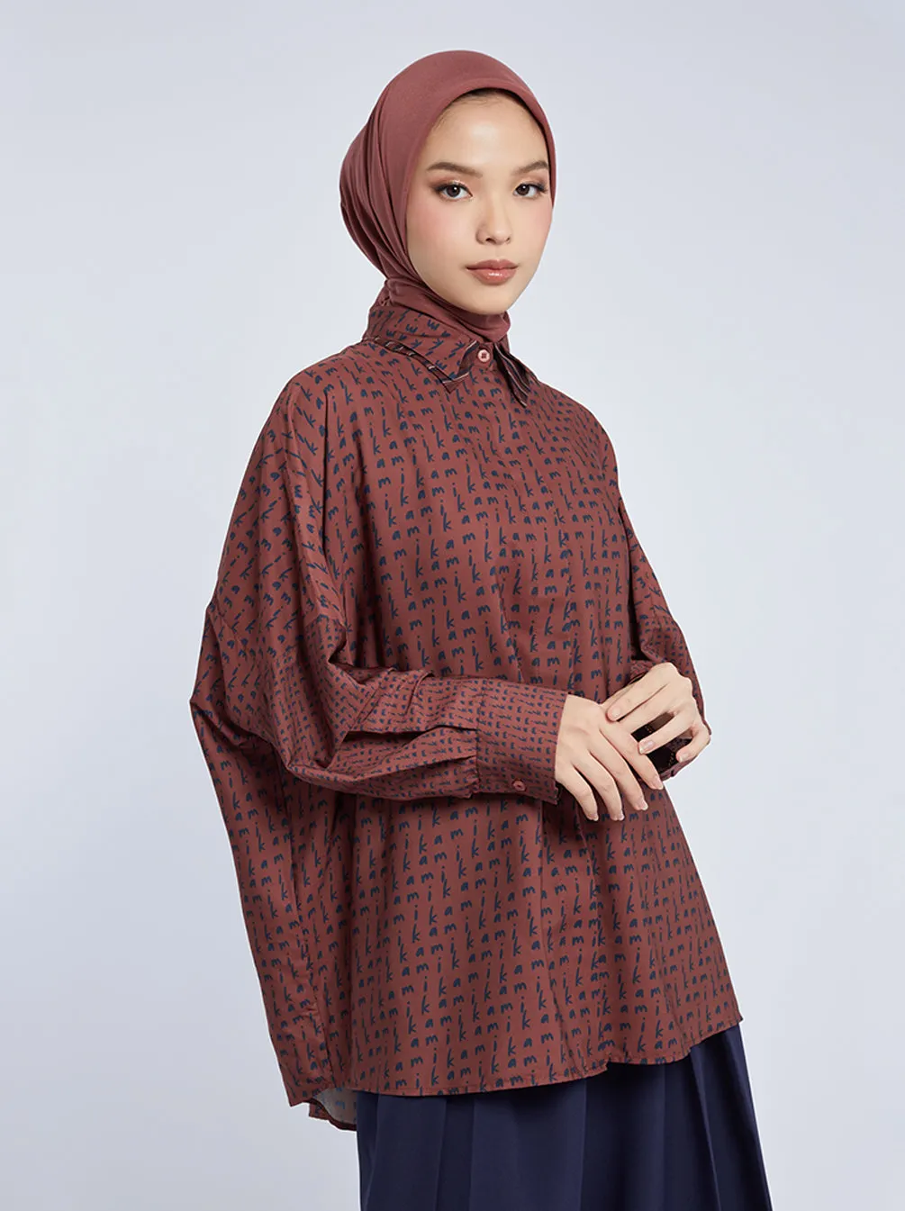 KEYNA DROPSHOULDER TOP TERRACOTA