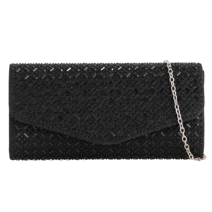 Koko Black Glitter Clutch Bag