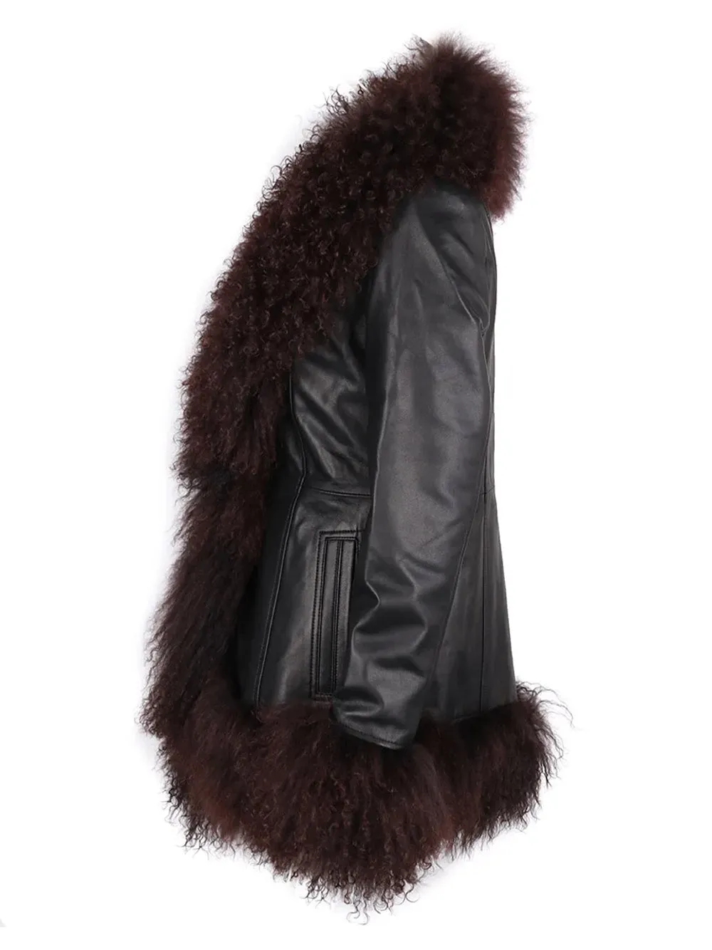 LAINNE Leather Shearling Fringed Jacket