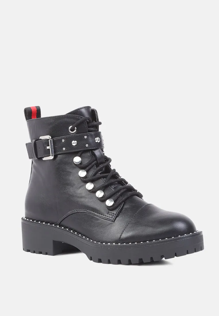 lina contrast tape studded ankle boots