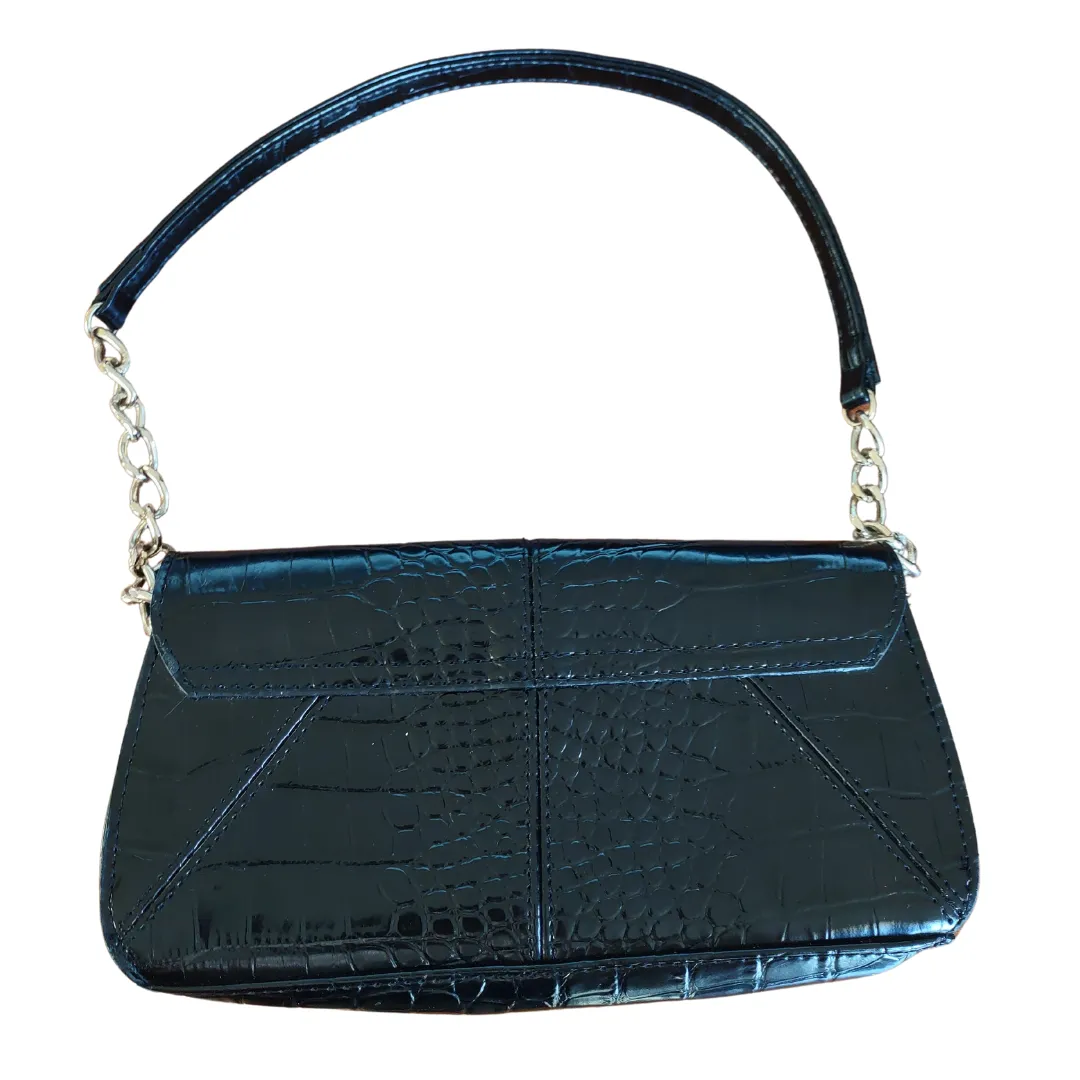 Liz Claiborne Black Polyvinyl Shoulder Evening Bag Handbag