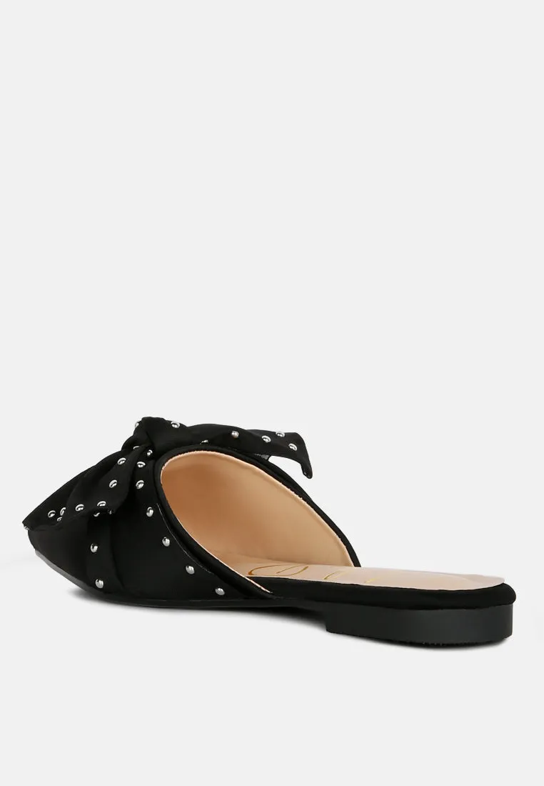 Makeover Studded Bow Flat Mules By Ruw